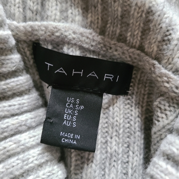 🌟TAHARI Rib-Knit Turtleneck Sweater Dress, Gray Size Small - Picture 5 of 6